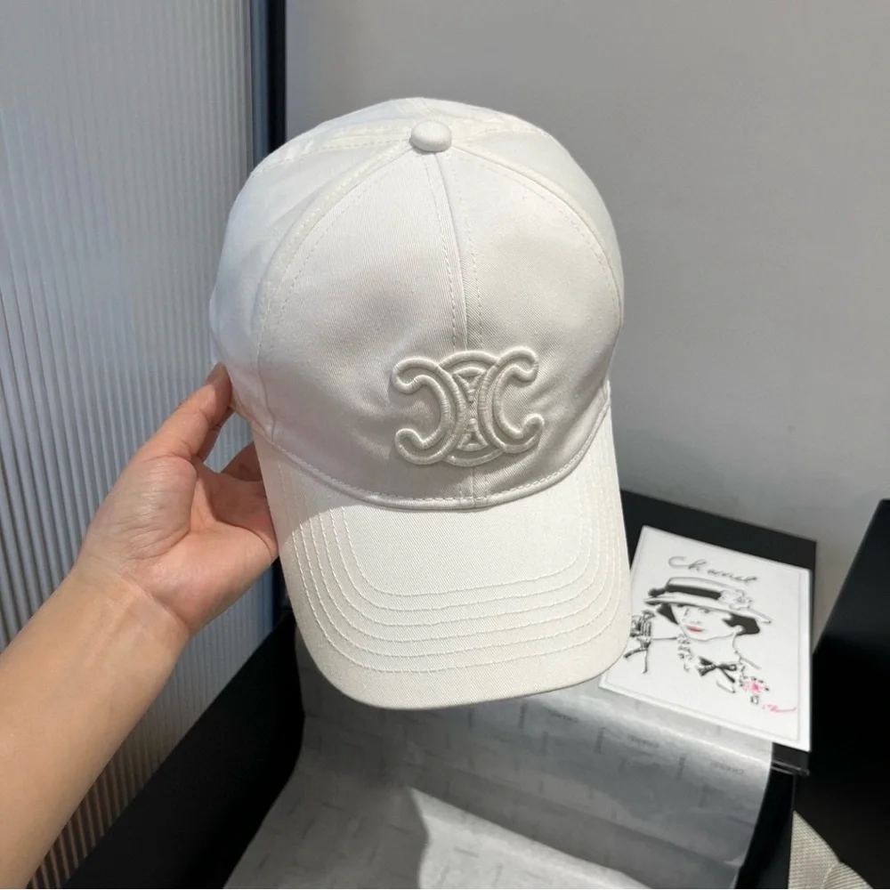 Celine Style White Triomphe Baseball Cap Adjustable Fit - Picture 4 of 7